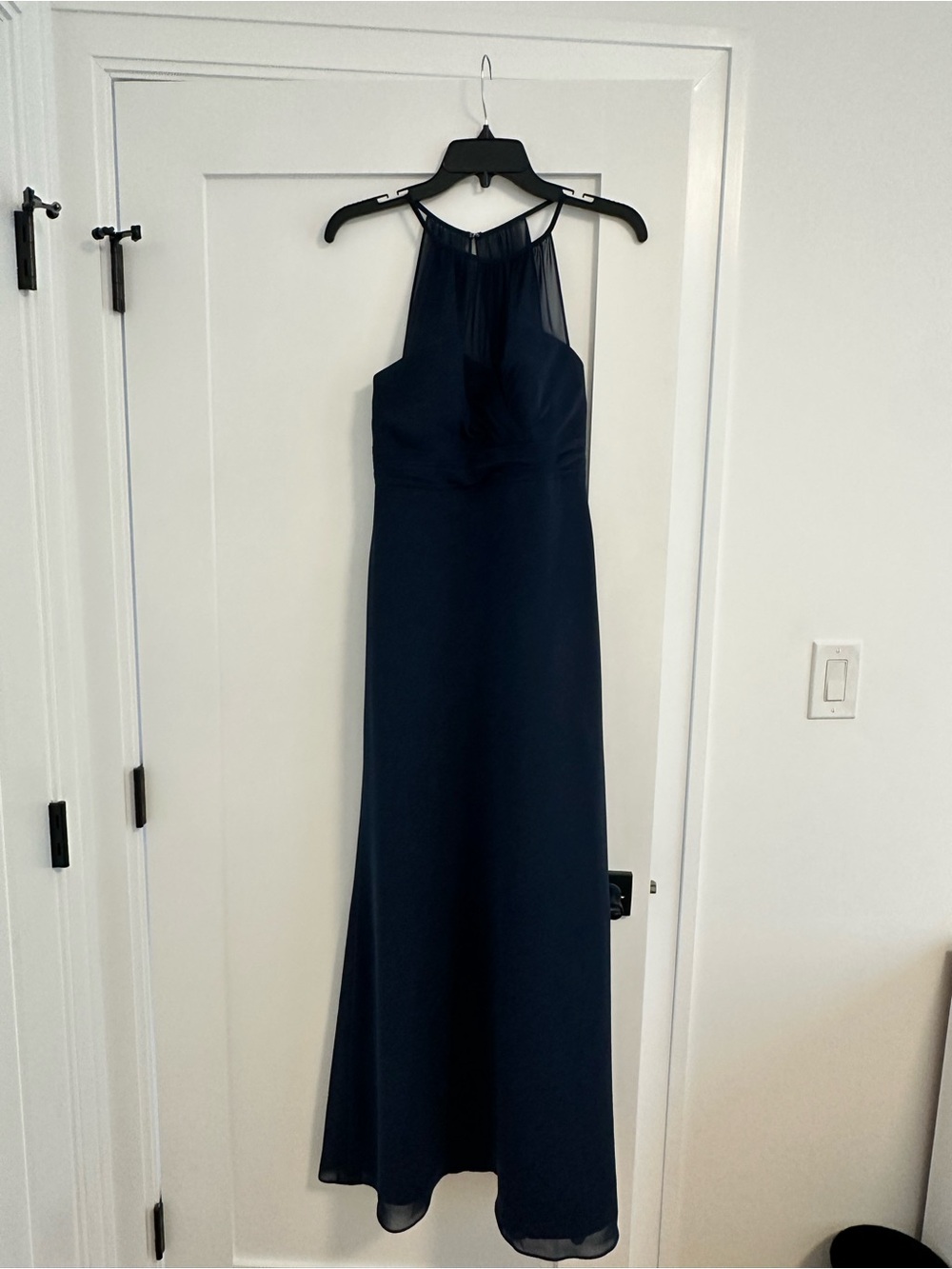 Navy Halter Neck Evening Gown - Women Dresses